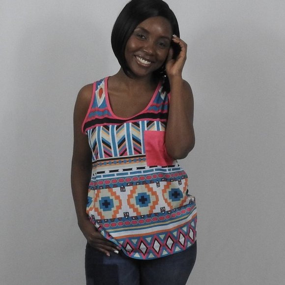 Aztec print tank top NWOT - Picture 2 of 4